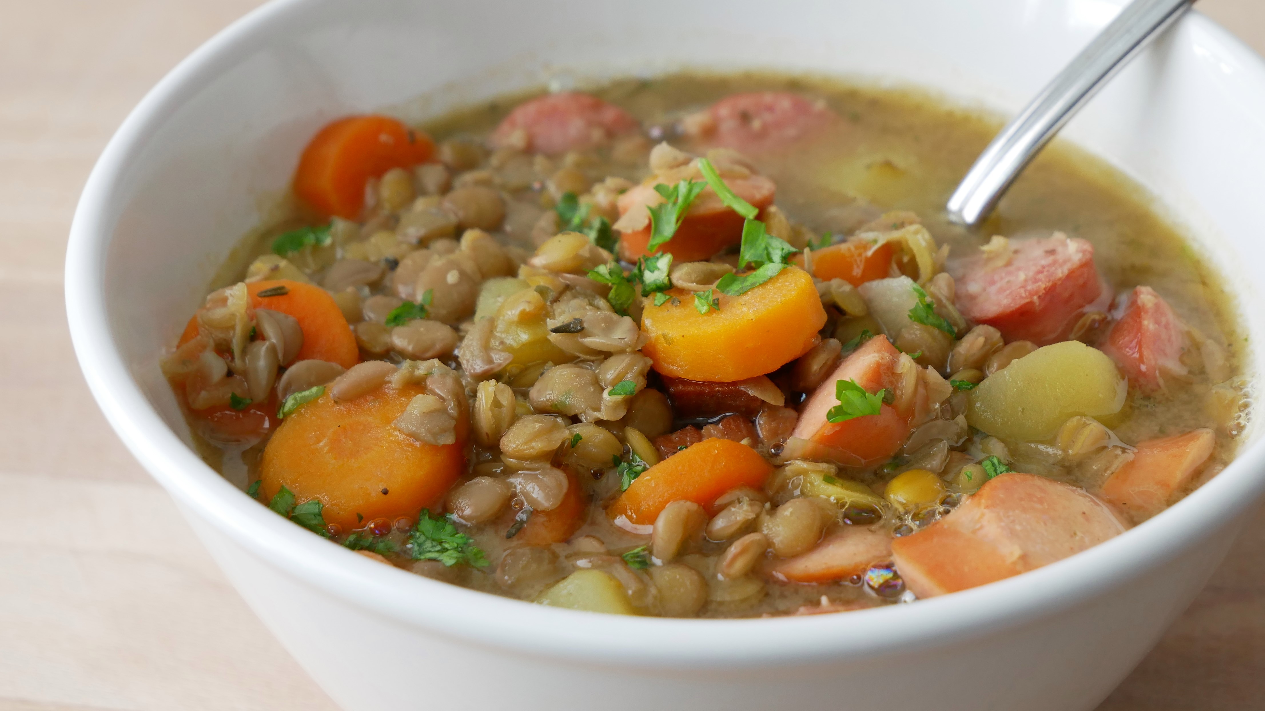 Hearty Lentil Soup with Sausages