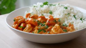 Schnelles Garnelen Curry mit Reis