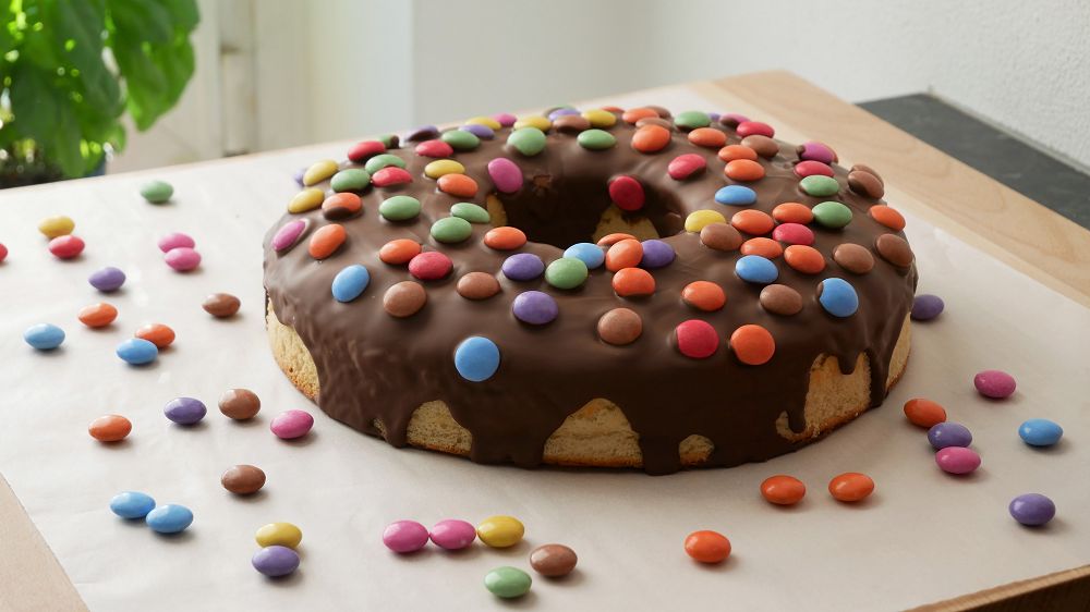Homemade Giant Doughnut with Chocolate & Smarties