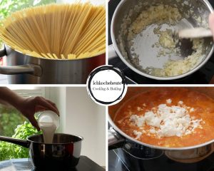 Spaghetti & Tomaten Feta Sauce Kochen