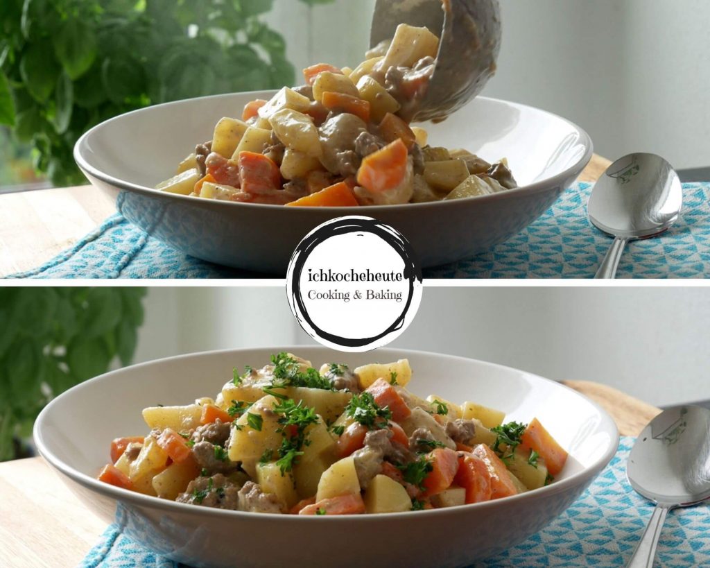 Cremige Kartoffelpfanne mit Hackfleisch & Möhren - ichkocheheute.de Cremige Kartoffelpfanne mit Hackfleisch & Möhren - ichkocheheute.de