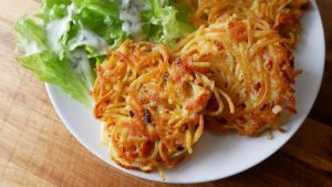 Spaghetti Bratlinge mit Speck