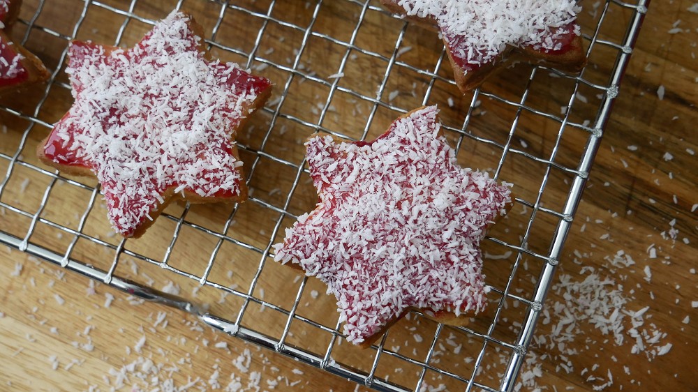 Baking Jam Filled Coconut Star Cookies