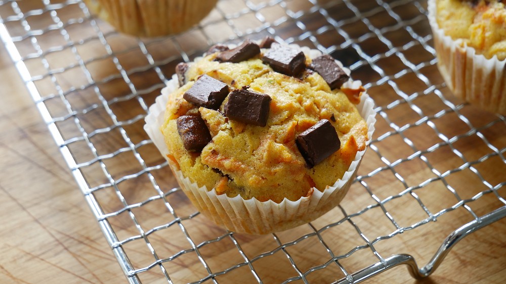 Baking Carrot Muffins with Chocolate Chip Muffins