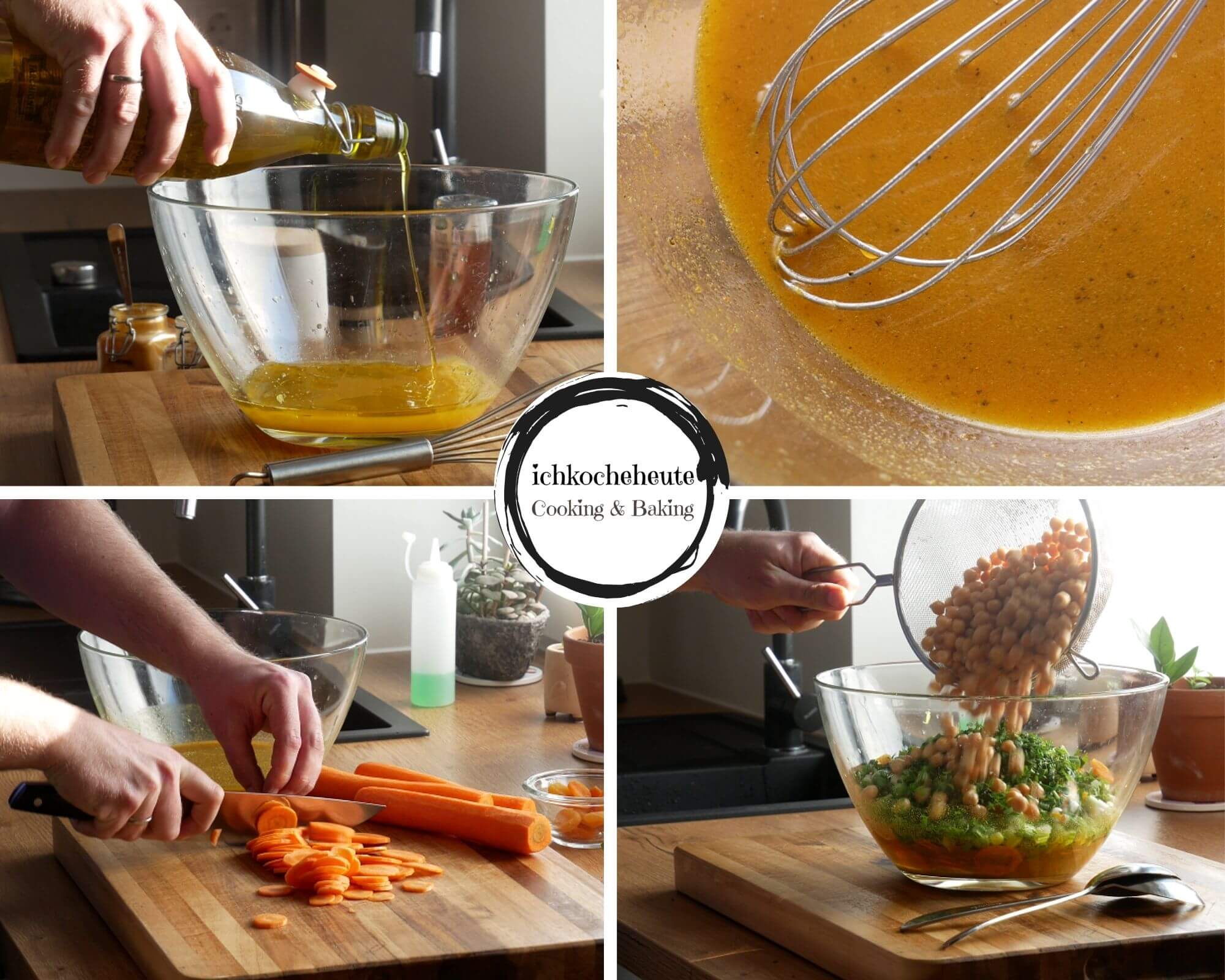 Preparing Oriental Carrot Salad with Chickpeas