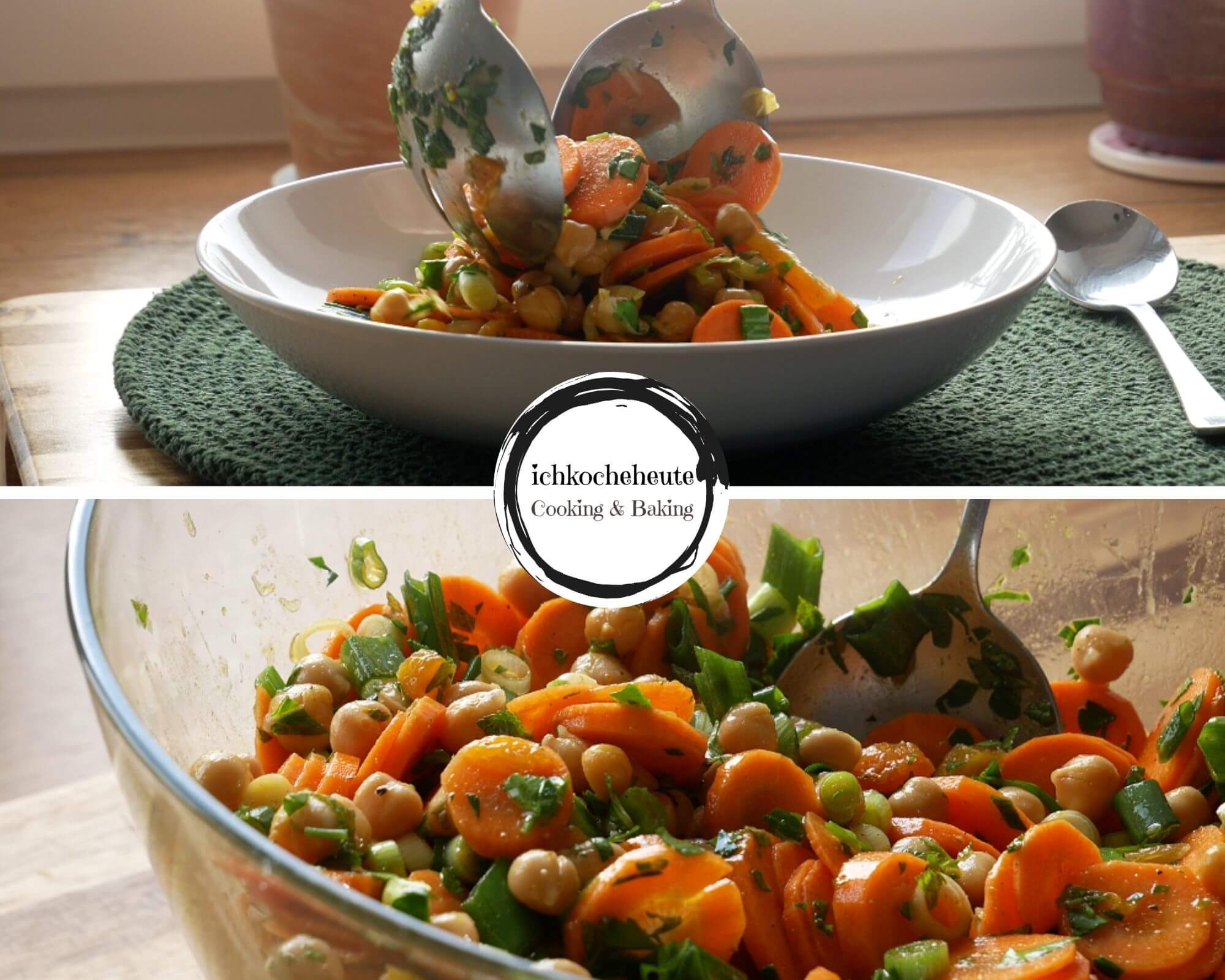 Serving Oriental Carrot Salad with Chickpeas