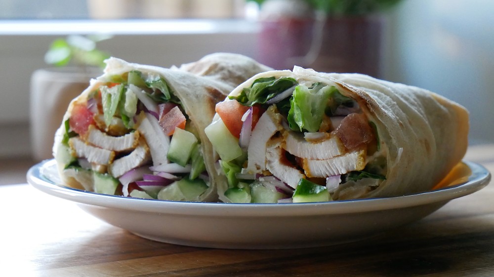 Sweet Chili Chicken Wraps with Salad