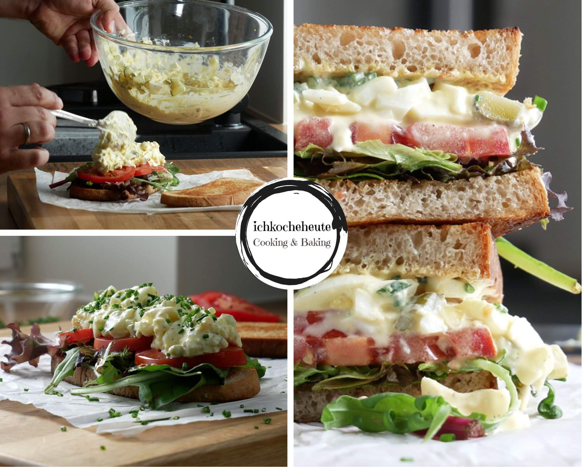 Serving Egg Salad Sandwiches with Tomatoes & Salad