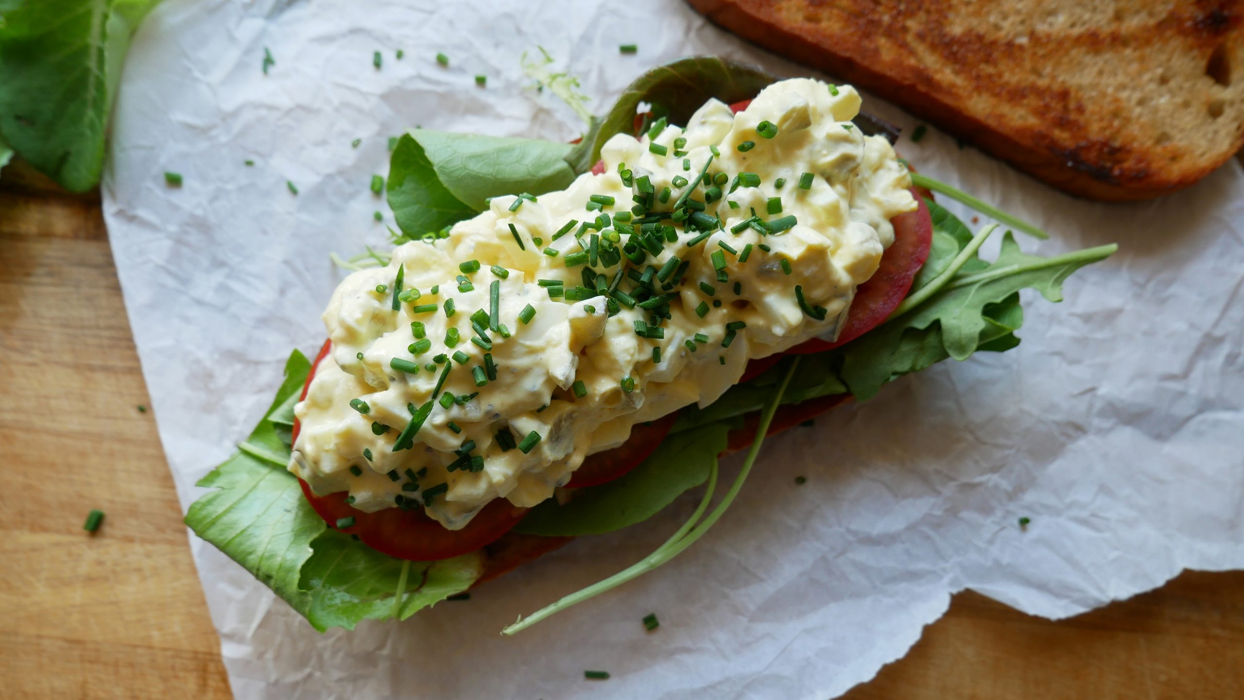 Egg Salad Sandwiches with Tomatoes & Salad