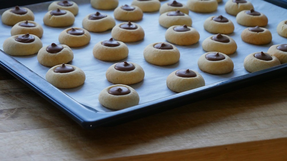 Nougat Filled Thumbprint Cookies