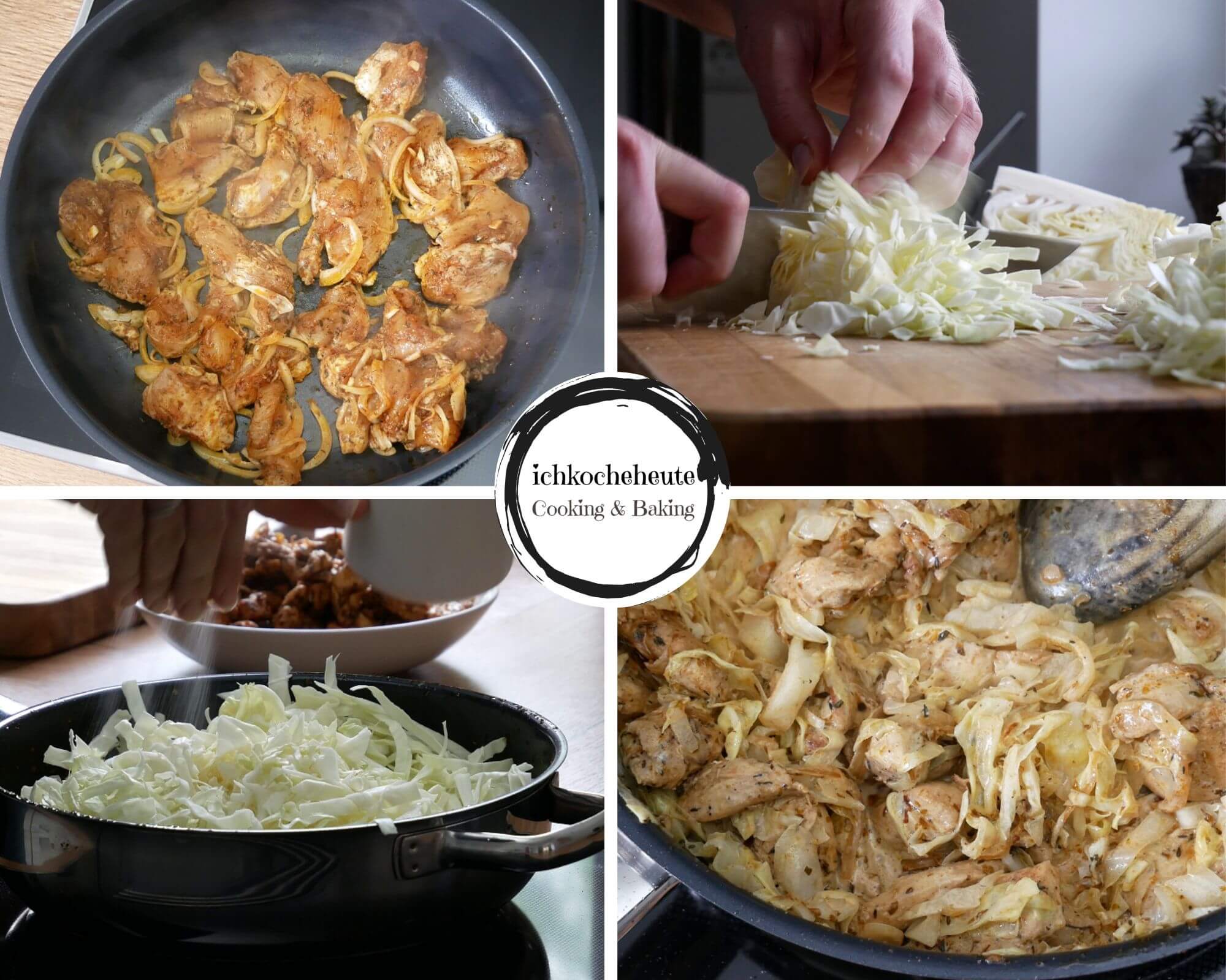 Cooking Creamy Chicken Gyros Stir-Fry with Cabbage
