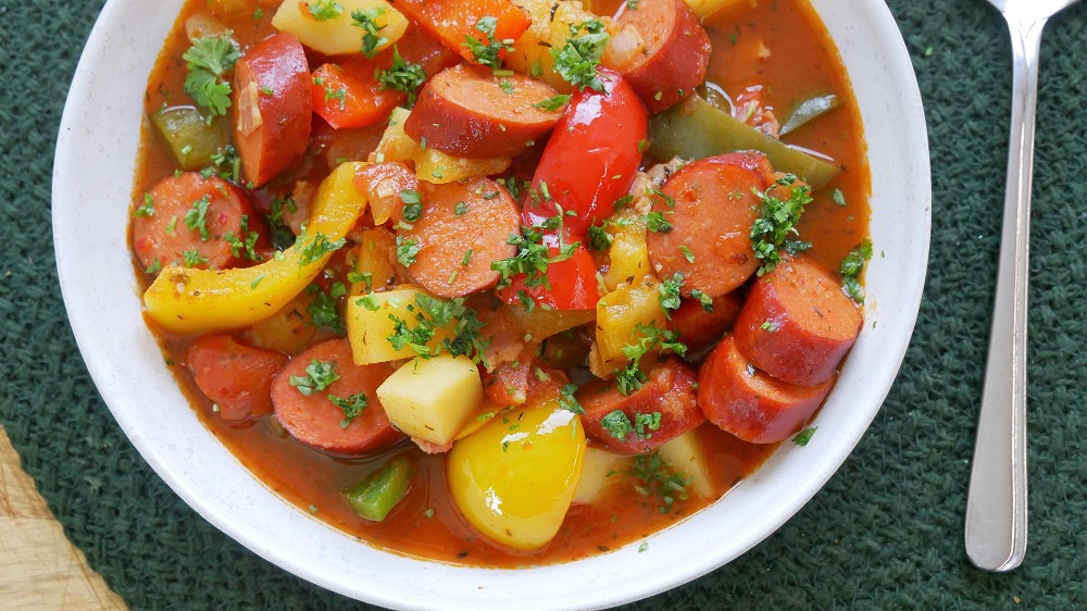 Hearty Potato Paprika Stew with Cabanossi Sausages