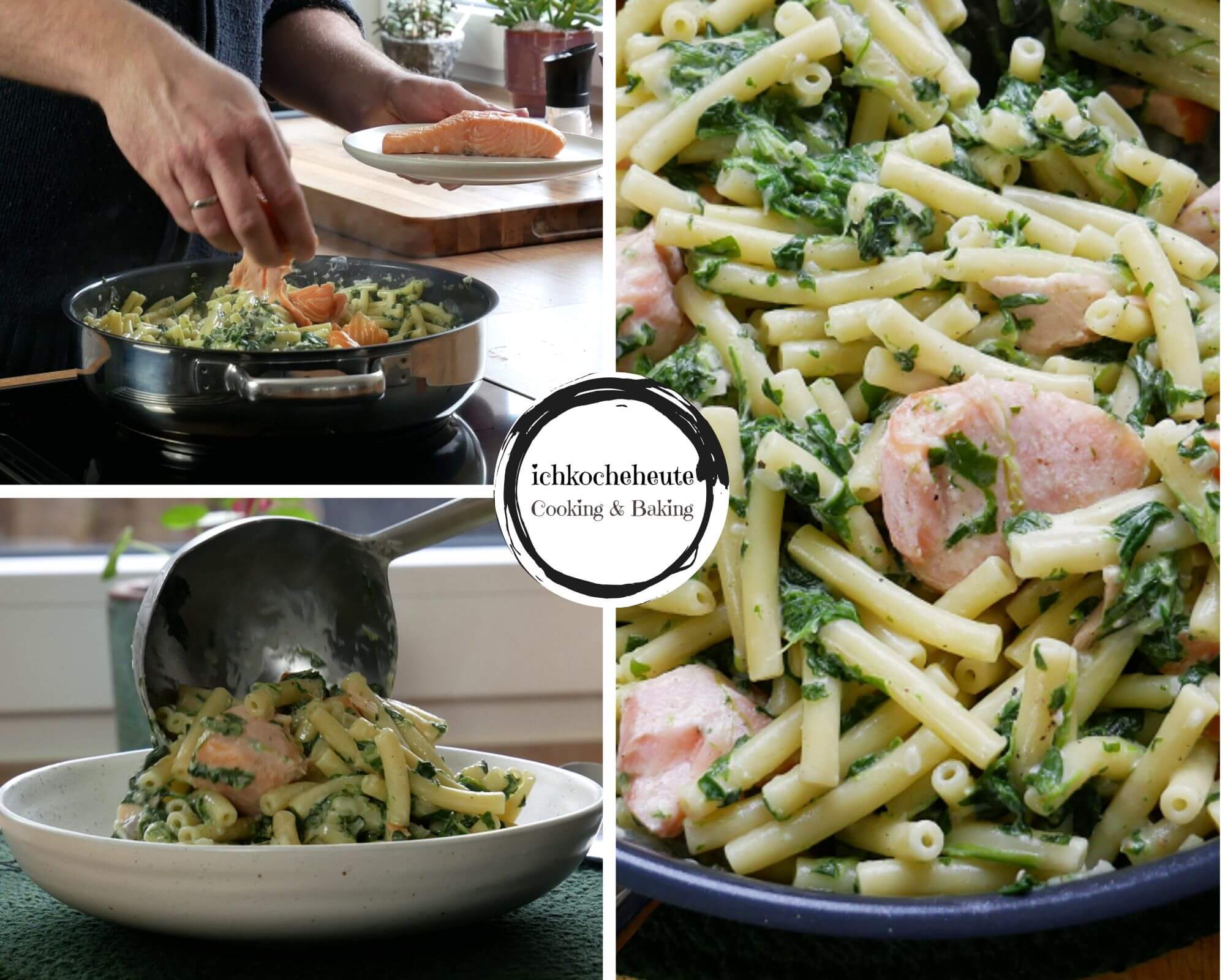 Serving One Pot Pasta with Spinach & Smoked Salmon