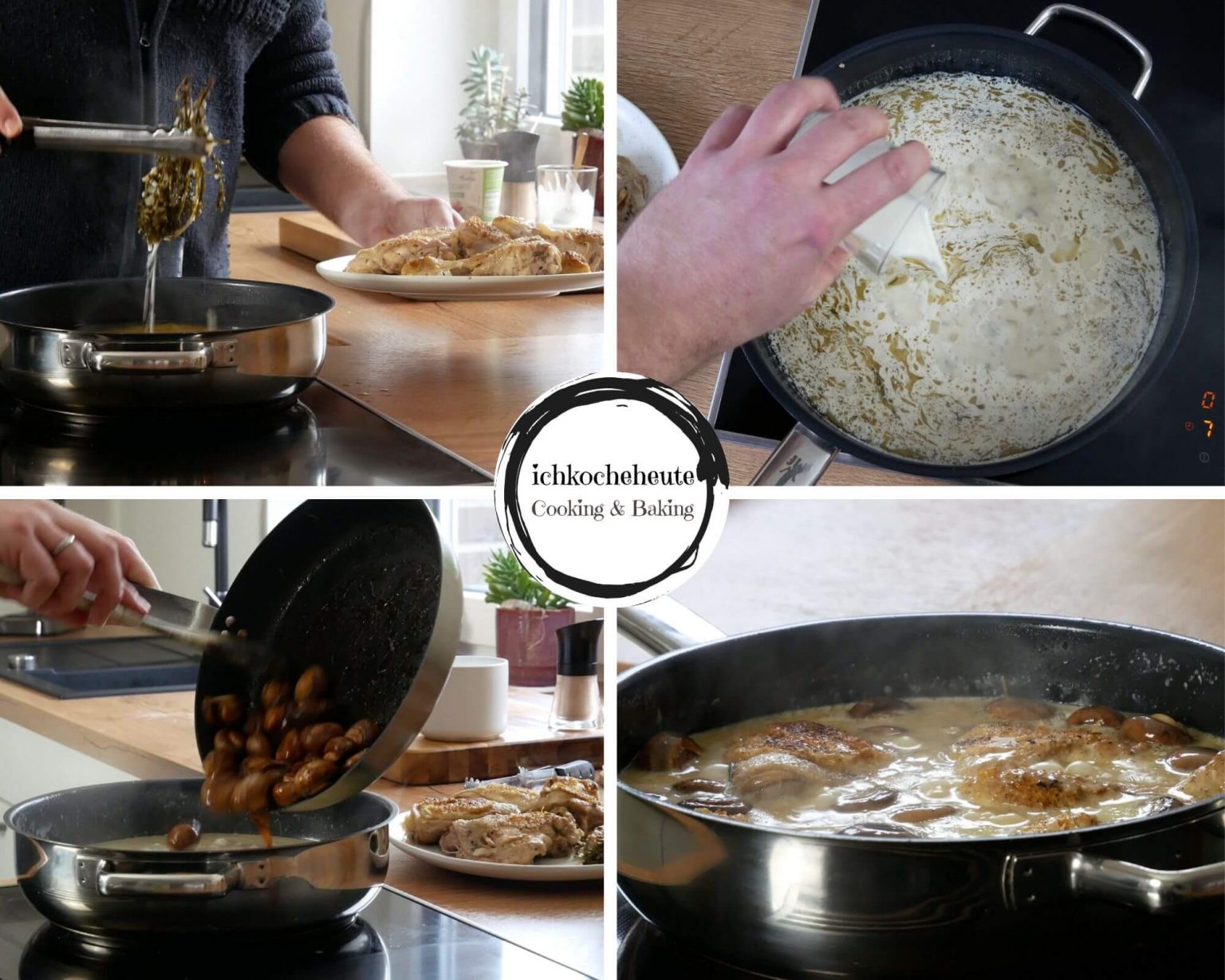 Hähnchen mit Champignons &amp; Weißwein Sahne Sauce - ichkocheheute.de