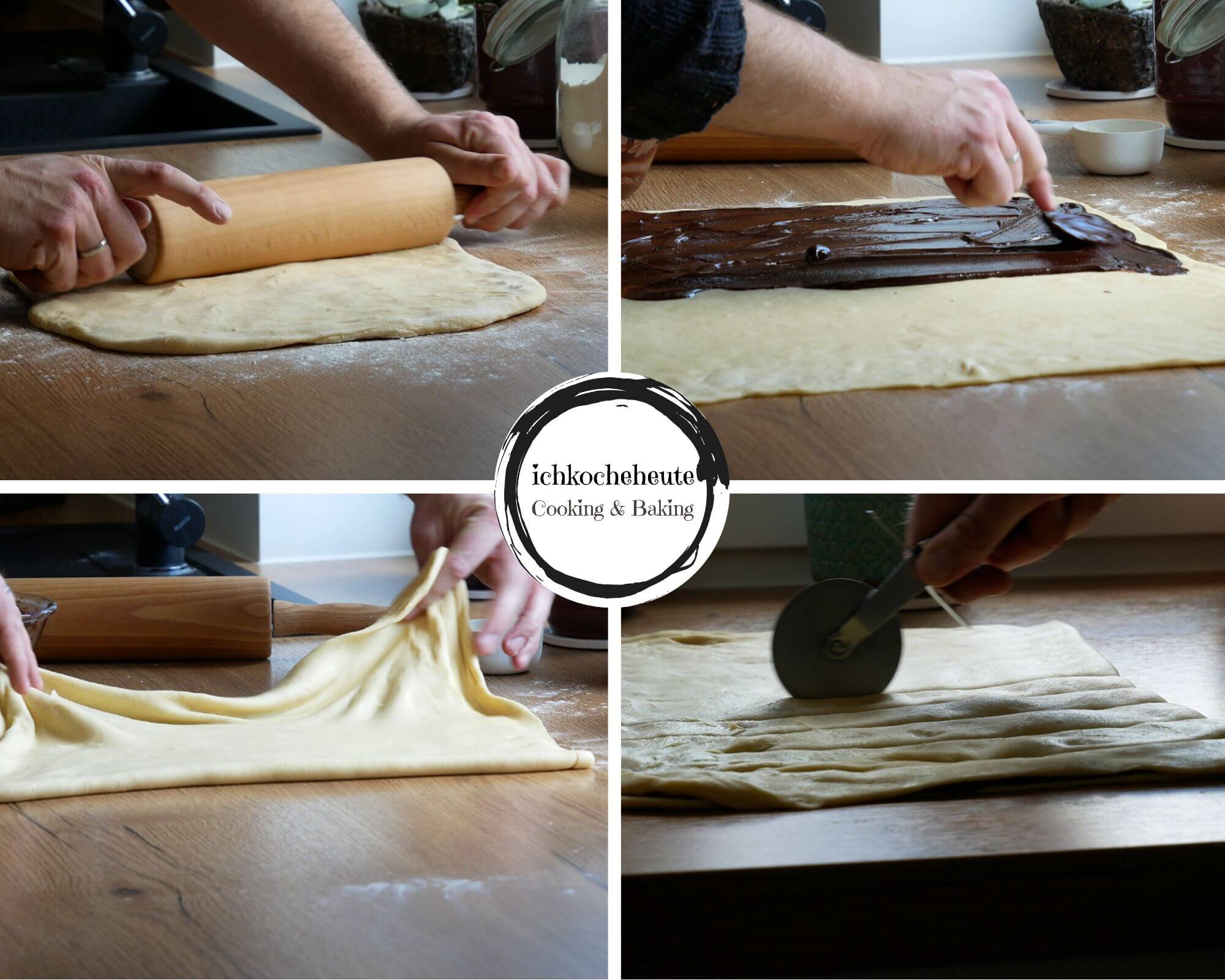 Filling Yeast Dough with Chocolate Ganache