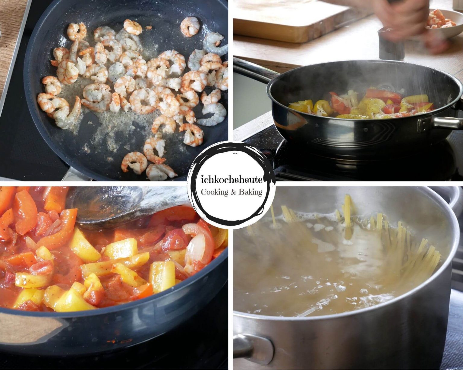 Schnelle Garnelen Paprika Spaghetti ichkocheheute.de