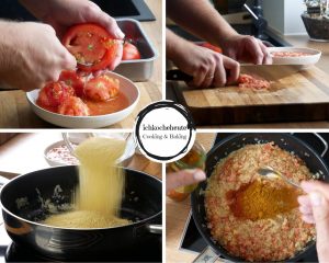 Vorbereitungen für die gefüllte Tomate mit Couscous & Feta