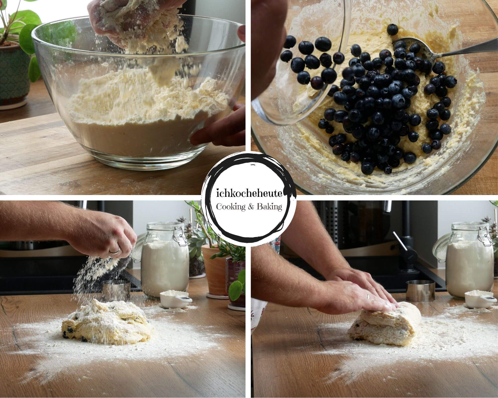 Preparing Dough for Blueberry Scones