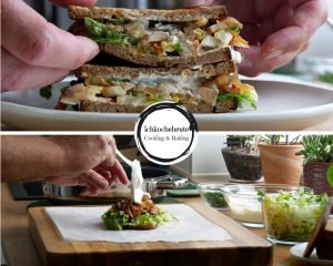 Zwiebel Pilz Sandwiches mit Knoblauchsauce Servieren