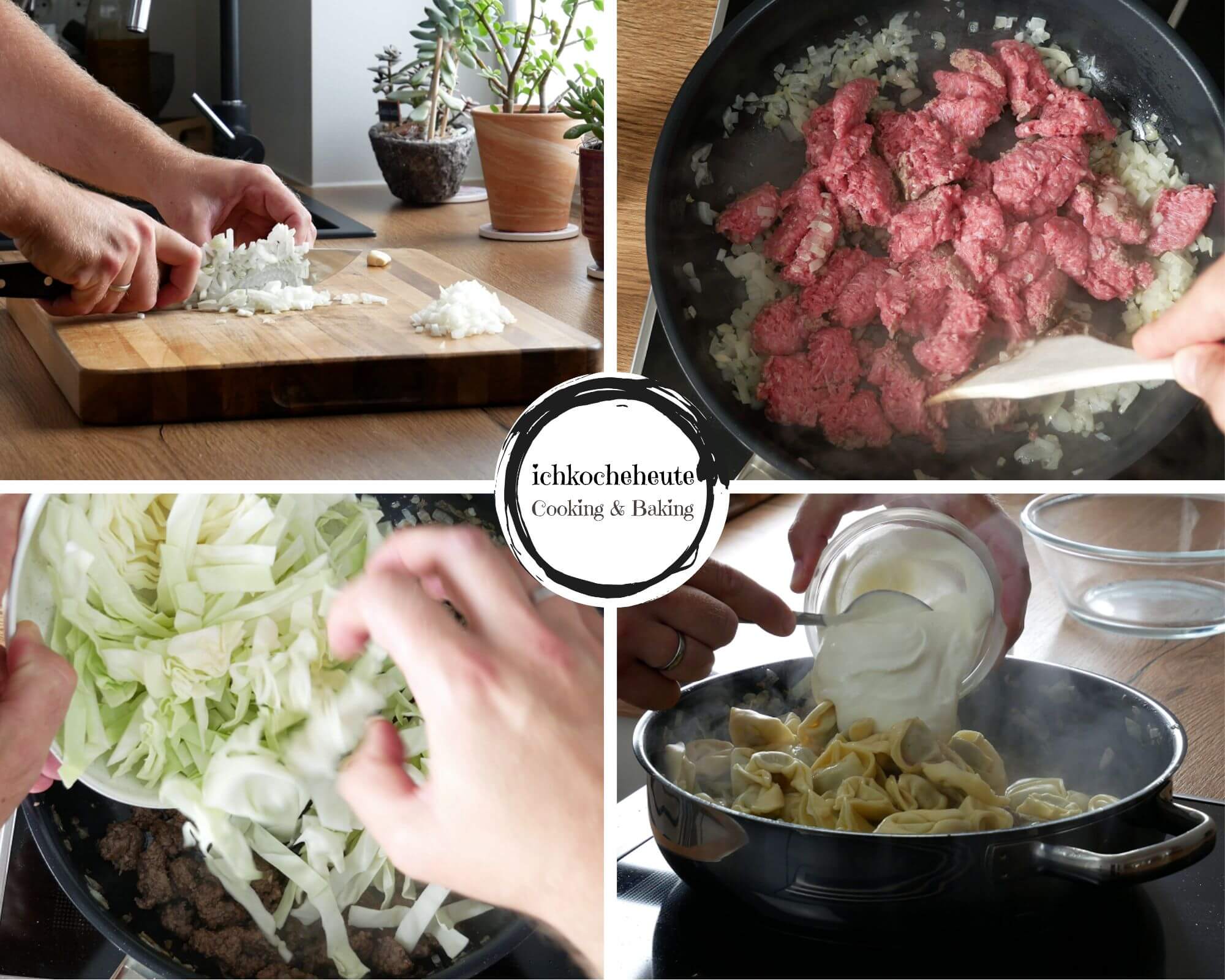 Preparations for Simple Tortellini Stir-Fry with Pointed Cabbage & Ground Beef