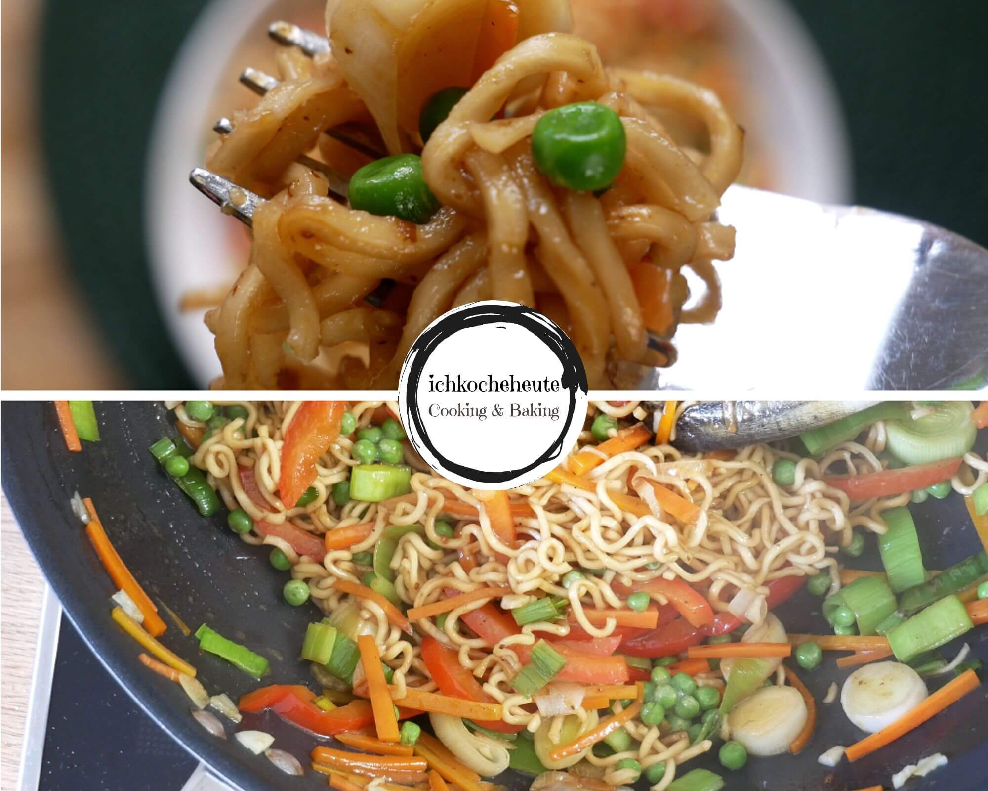Serving Veggie Mie Noodle Wok Stir-Fry with Hoisin Sauce