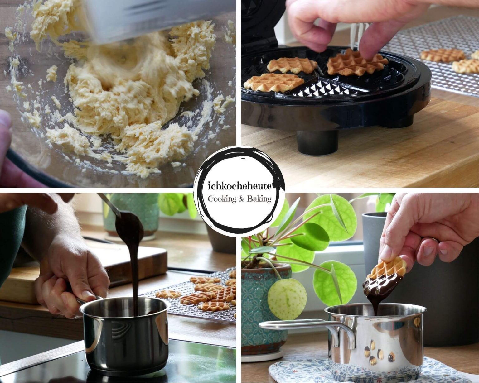 Waffelplätzchen mit Schokolade Backen - ichkocheheute.de