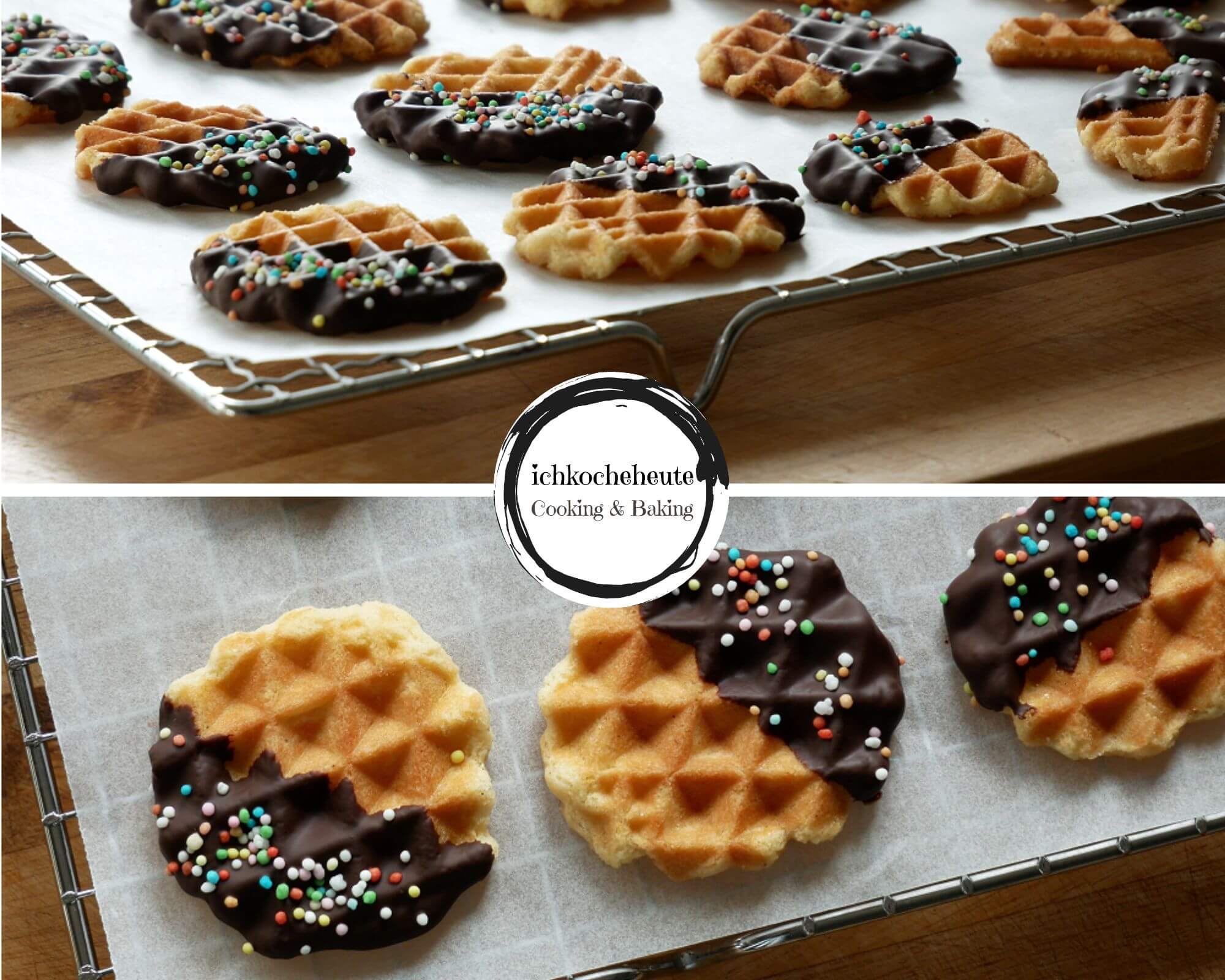 Serving Waffle Cookies with Chocolate