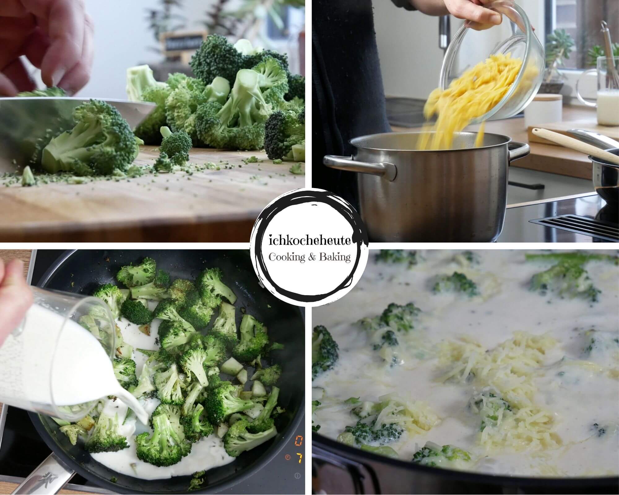 Cooking Broccoli Pasta with Cheese Sauce