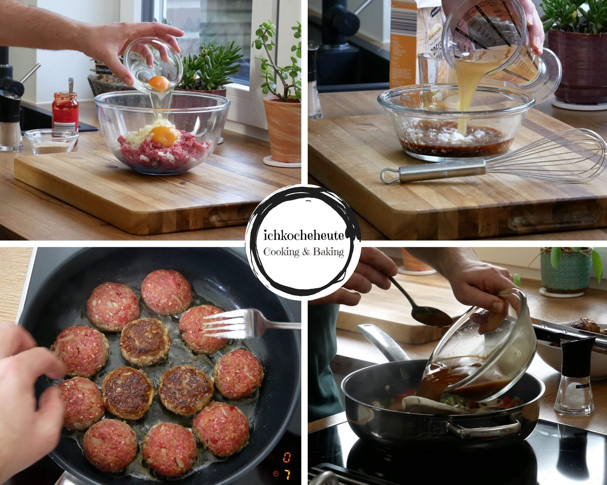 Preparing Meatballs with Teriyaki Sauce & Veggies