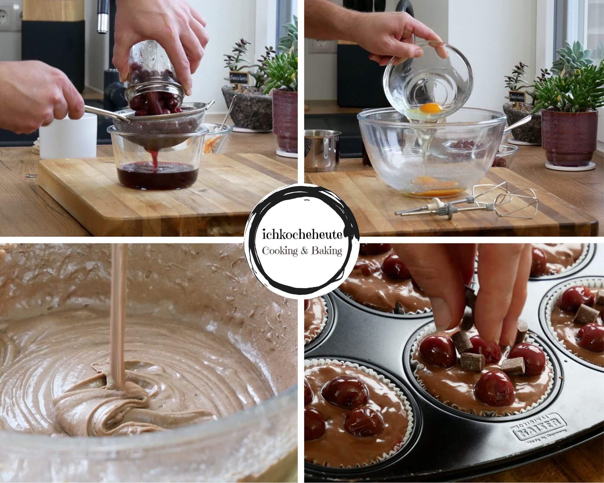 Preparing Cherry Chocolate Muffins