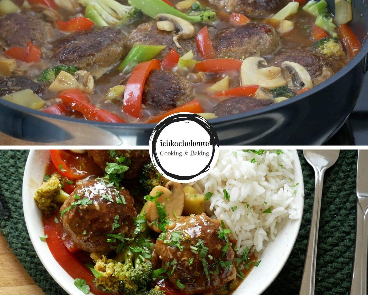 &amp;quot;Teriyaki&amp;quot; Frikadellen mit Paprika, Brokkoli &amp; Pilzen - ichkocheheute.de